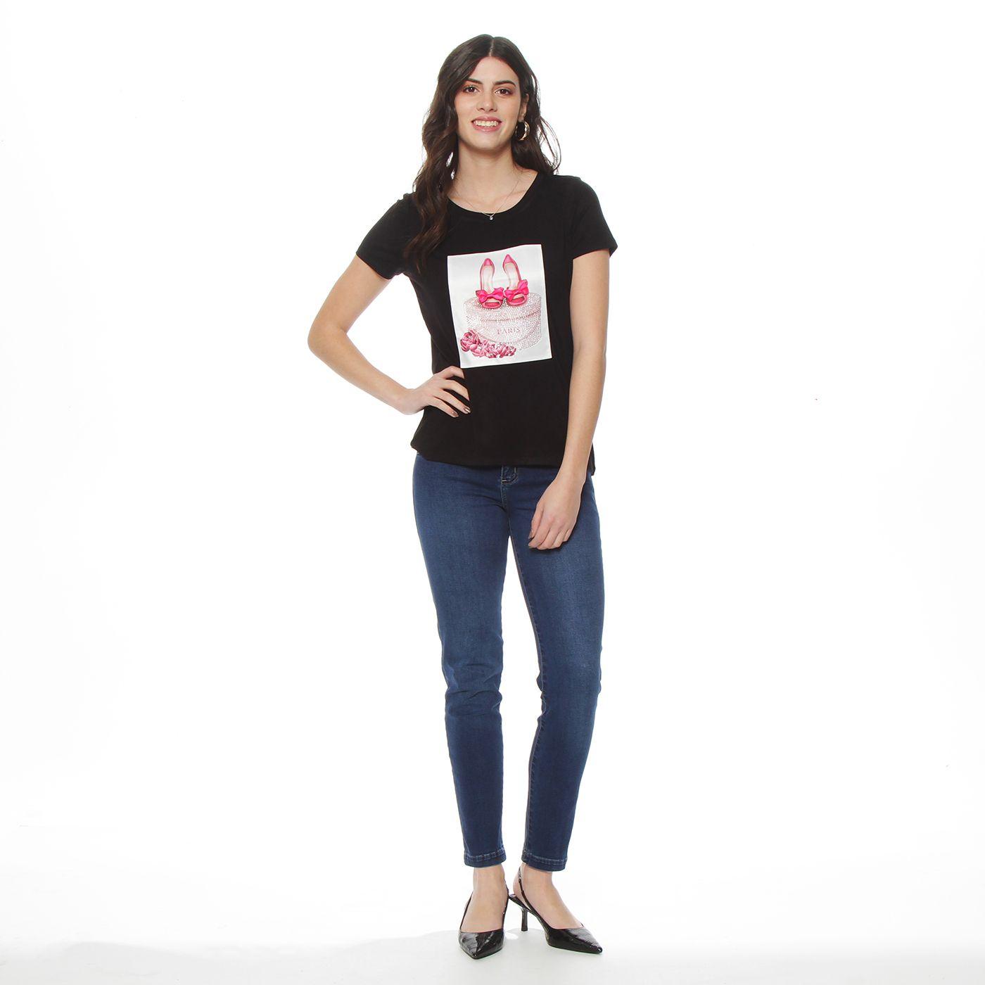 Polera Manga Corta Con   Estampado Escote Redondo-5