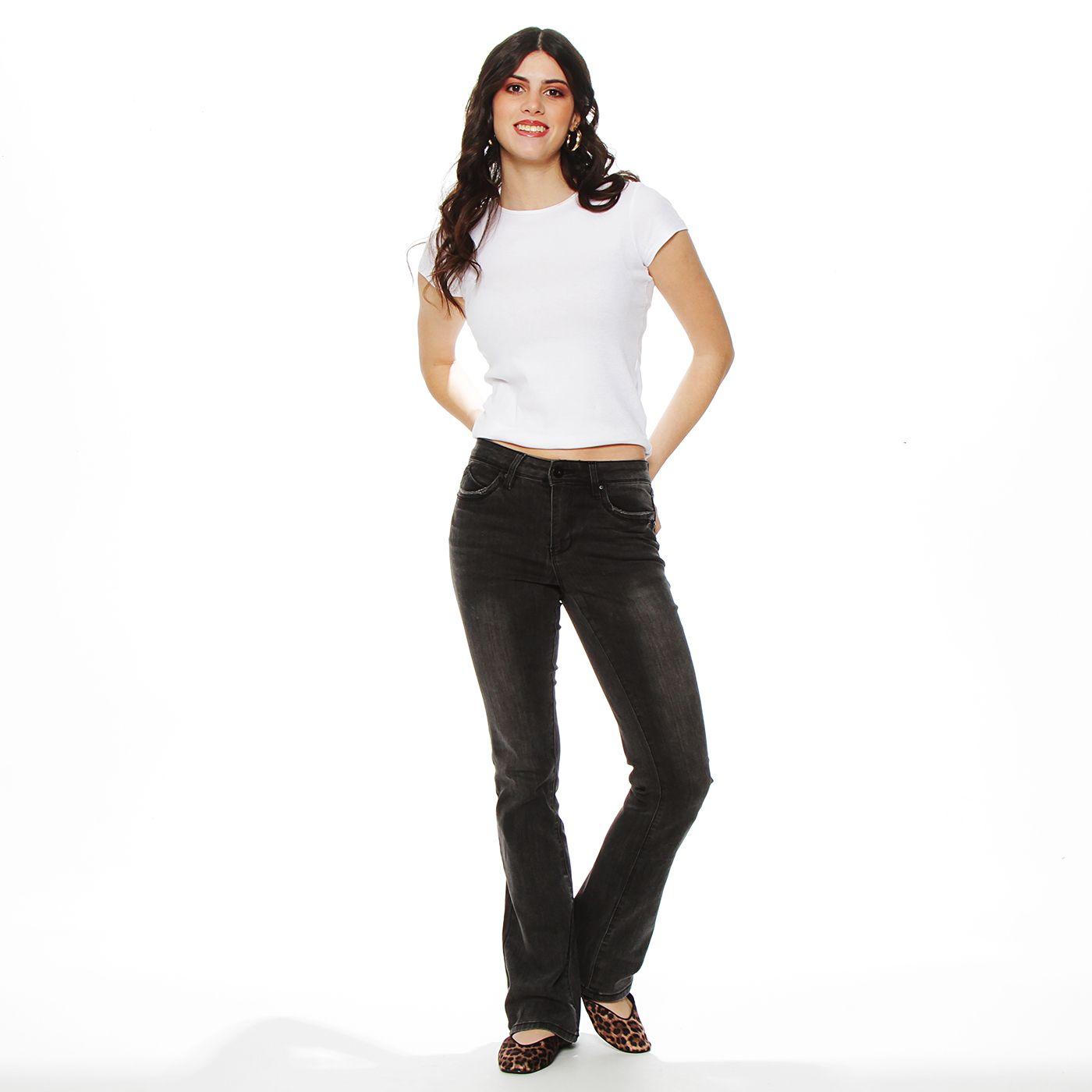 Jeans Recto Tiro Medio Pretina  Basica 1 Boton-3