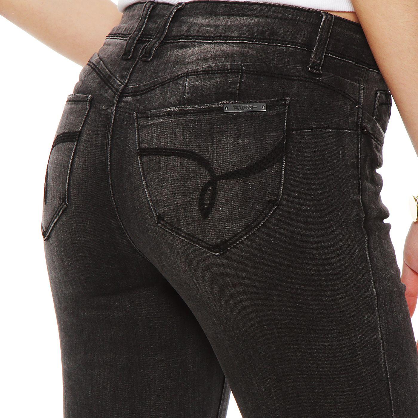 Jeans Recto Tiro Medio Pretina  Basica 1 Boton-4