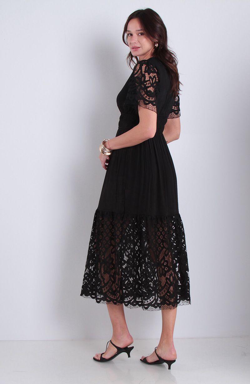 Vestido Encaje Manga Corta Escote Redondo-5