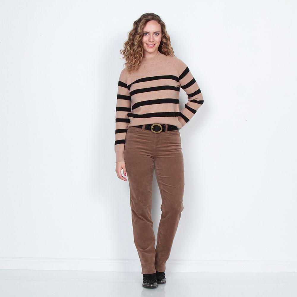 Sweater Manga Larga Listado Cuello Alto-3