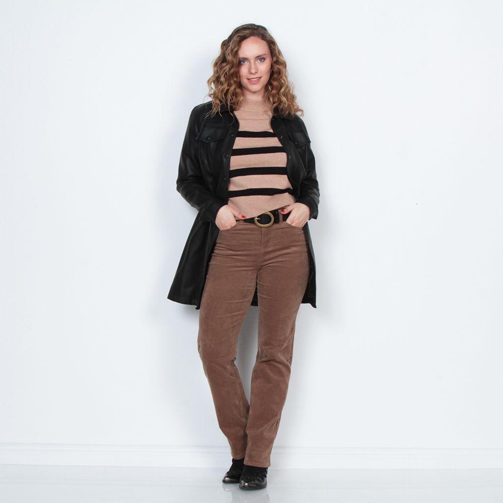 Sweater Manga Larga Listado Cuello Alto-5