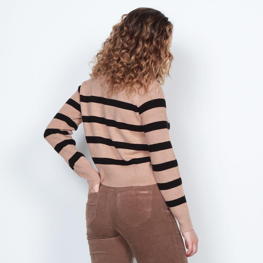 Sweater Manga Larga Listado Cuello Alto-6