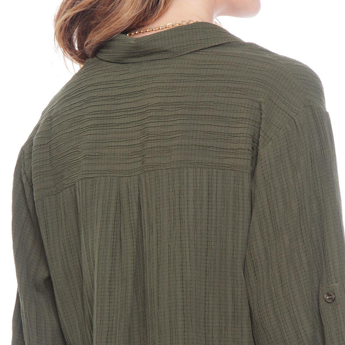 Blusa Manga Larga Abotonada En Delantero-6
