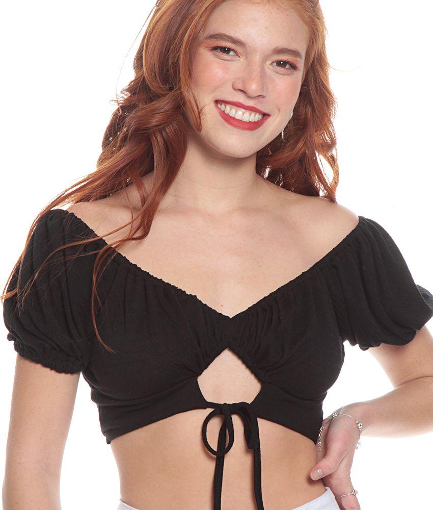 Polera Corta  M/c Con Elastico Solida Amarra Ajustable-1