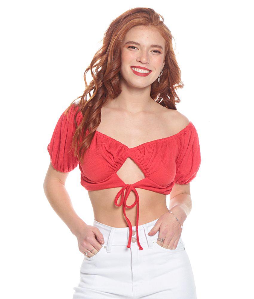 Polera Corta  M/c Con Elastico Solida Amarra Ajustable-0