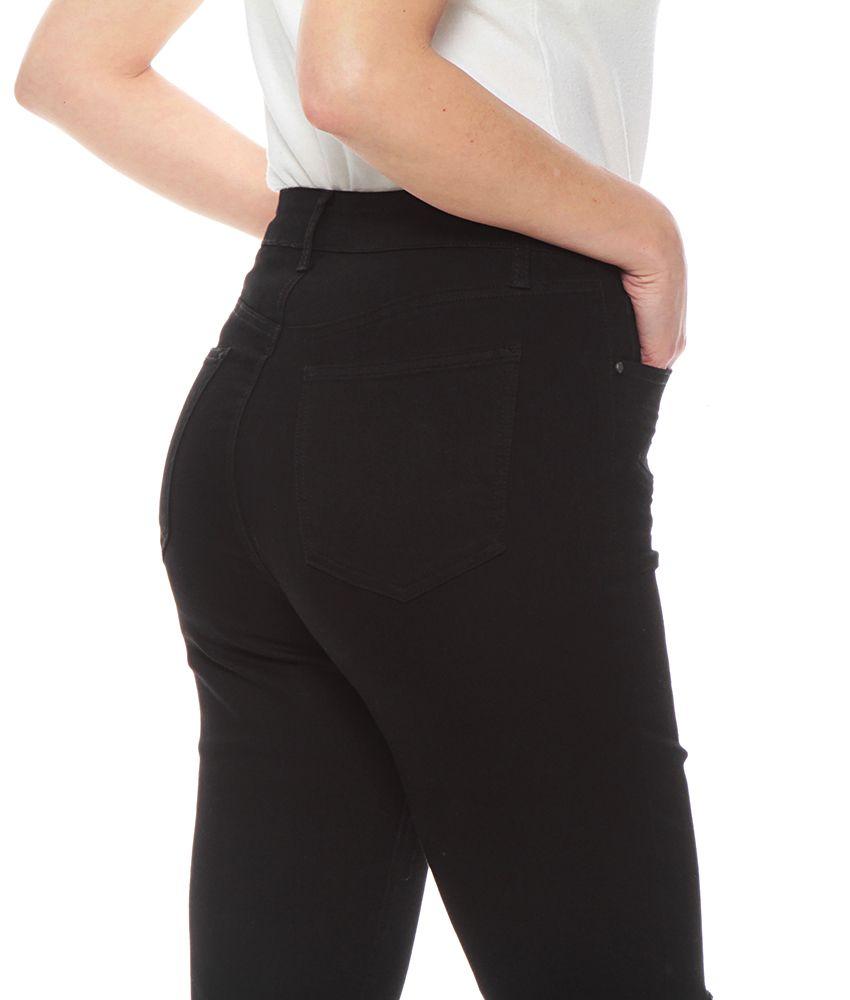 JEANS BASICO CROP TIRO ALTO FLARE PRETINA UN BOTON ROTURA RODILLA-5