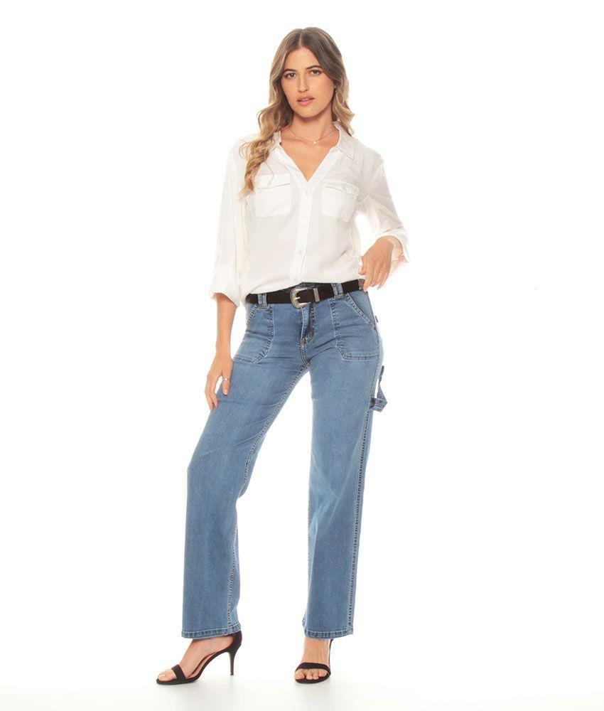 Blusa Manga Larga Solida Cuello Camisero Escote V-4