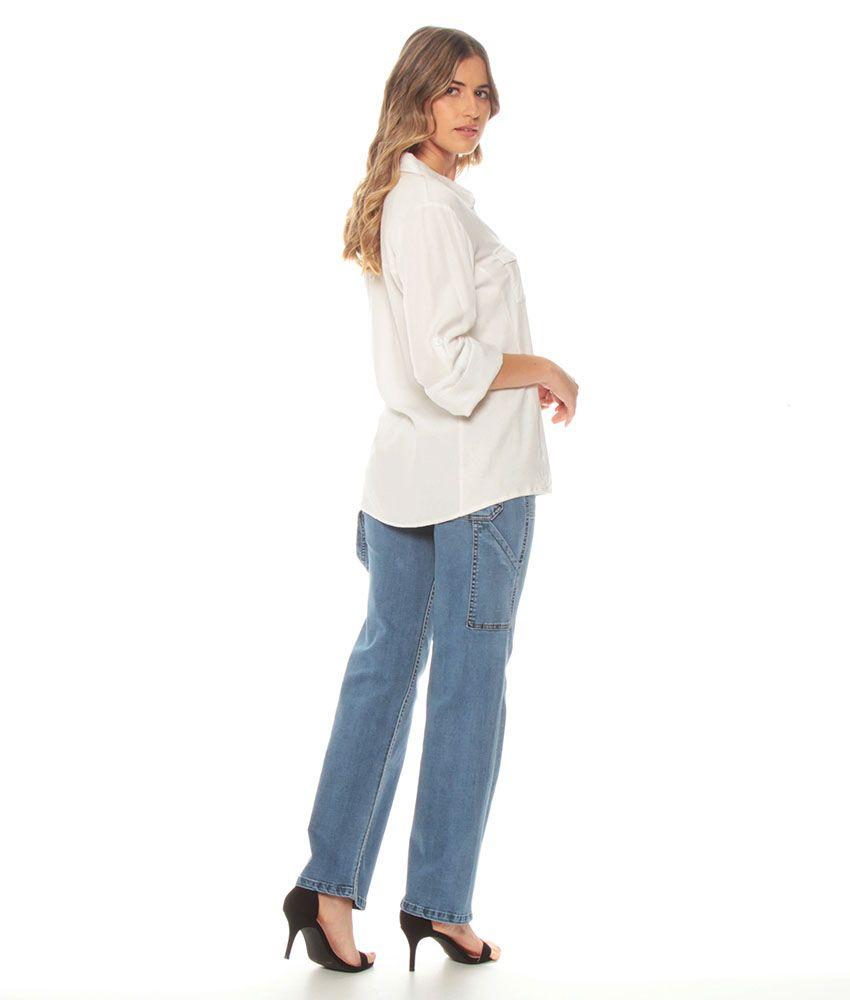 Blusa Manga Larga Solida Cuello Camisero Escote V-6