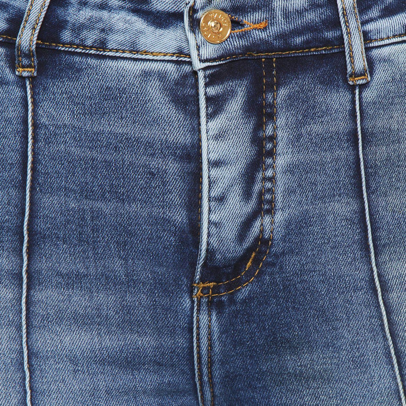 Jeans Flare Alforza Tiro  Alto Pretina Basica 1 Boton-6