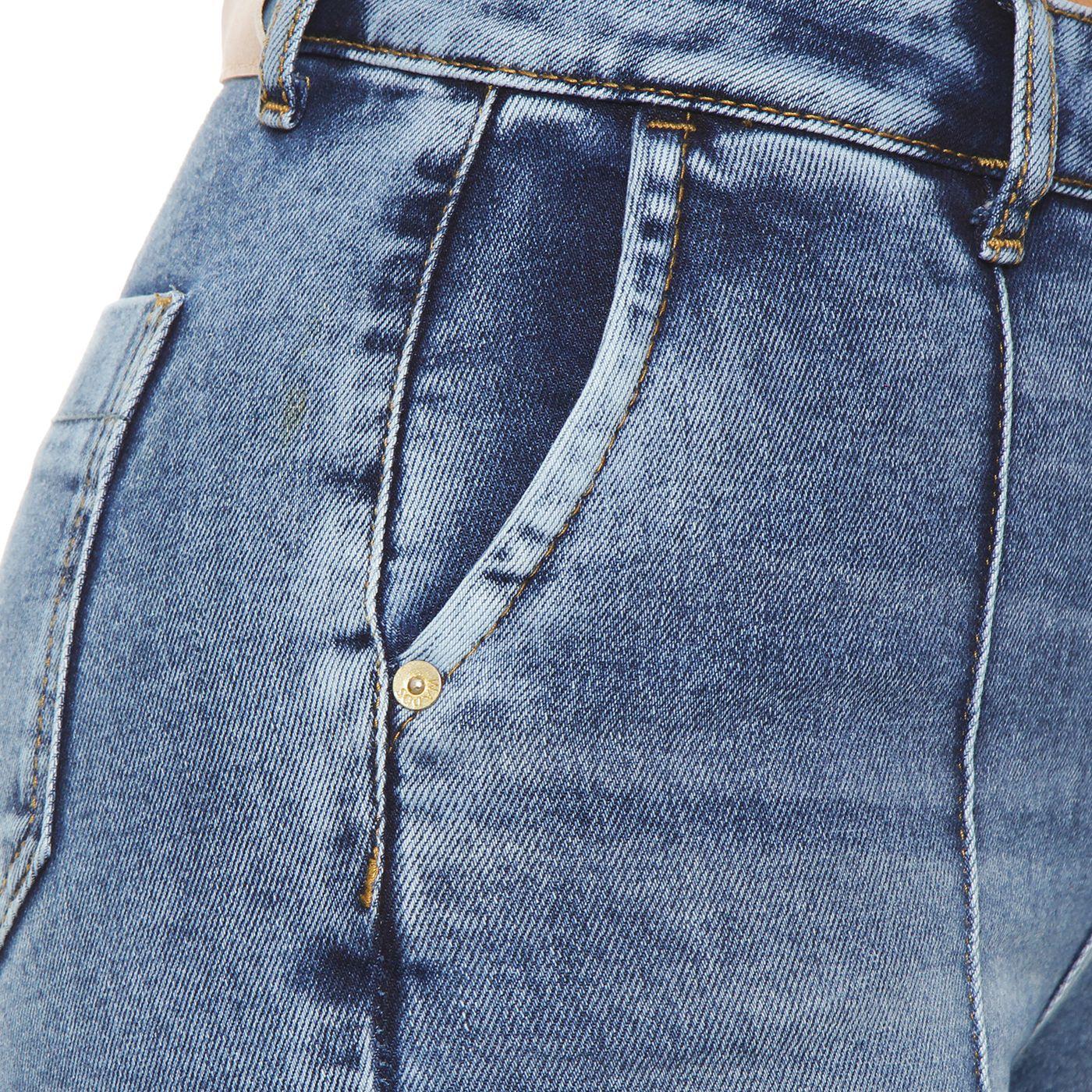 Jeans Flare Alforza Tiro  Alto Pretina Basica 1 Boton-7