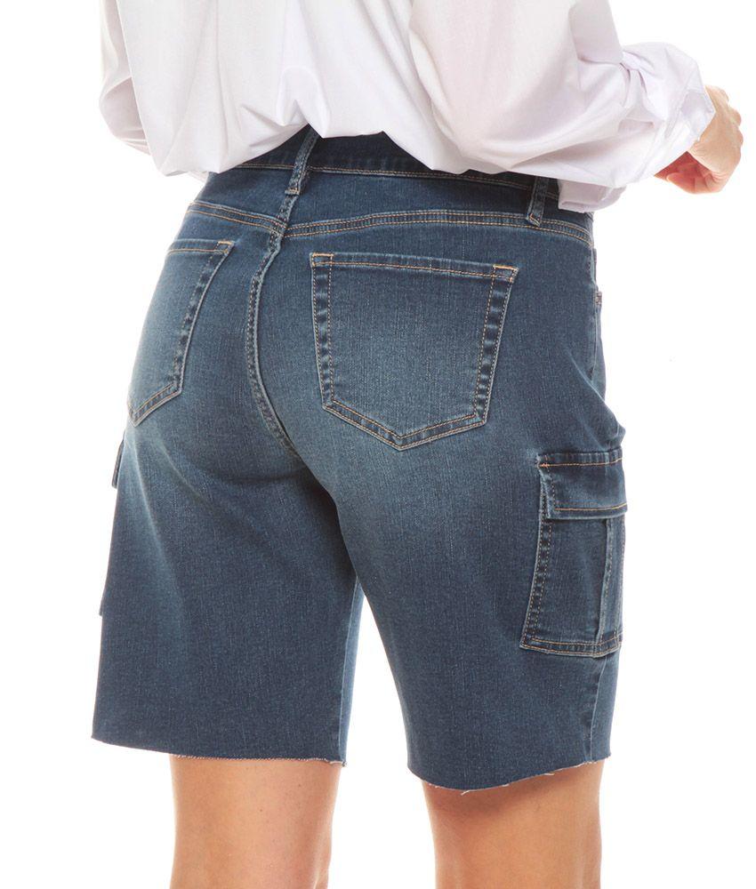 Bermuda Cargo Denim Pretina Basica Tiro Alto-1