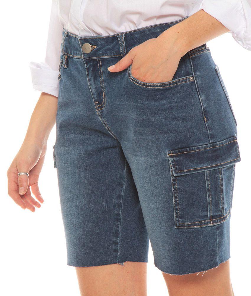 Bermuda Cargo Denim Pretina Basica Tiro Alto-3