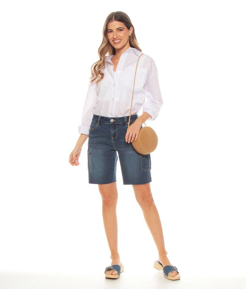 Bermuda Cargo Denim Pretina Basica Tiro Alto-7