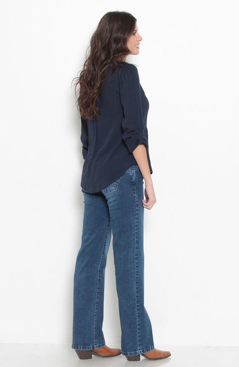 Blusa Manga Larga Escote V Abotonada En Delantero-4
