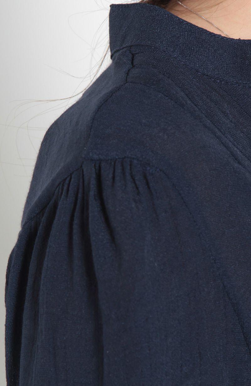Blusa Manga Larga Escote V Abotonada En Delantero-7