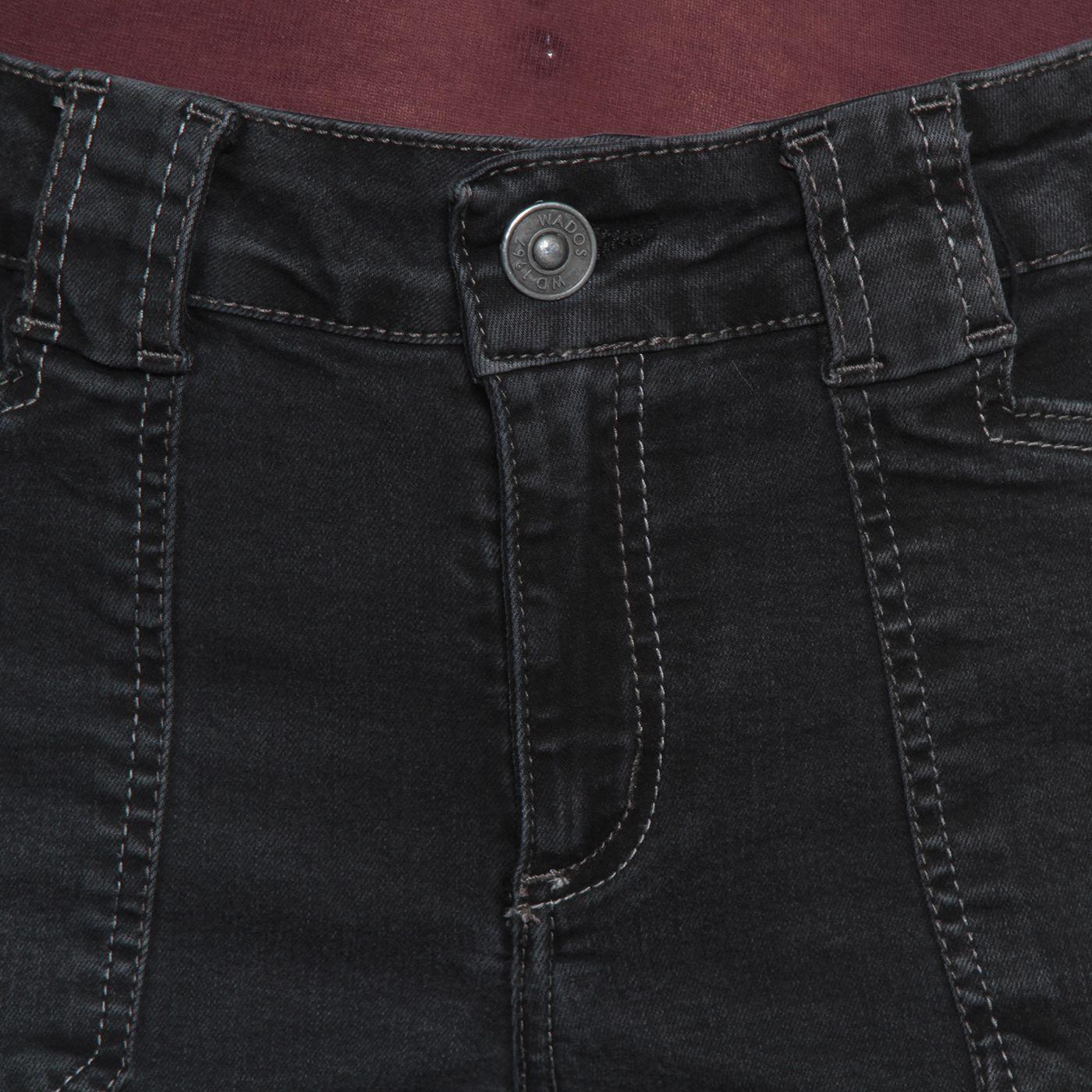 Jeans Wide Cargo Tiro Medio Pretina Basica   Un Boton-2