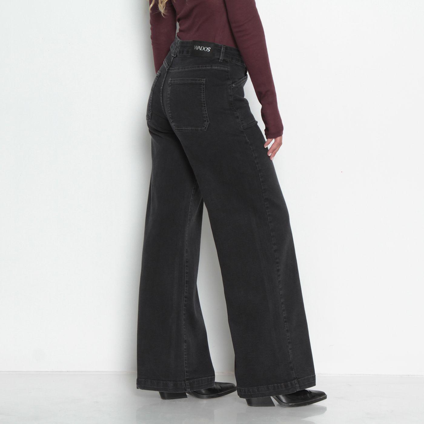 Jeans Wide Cargo Tiro Medio Pretina Basica   Un Boton-5