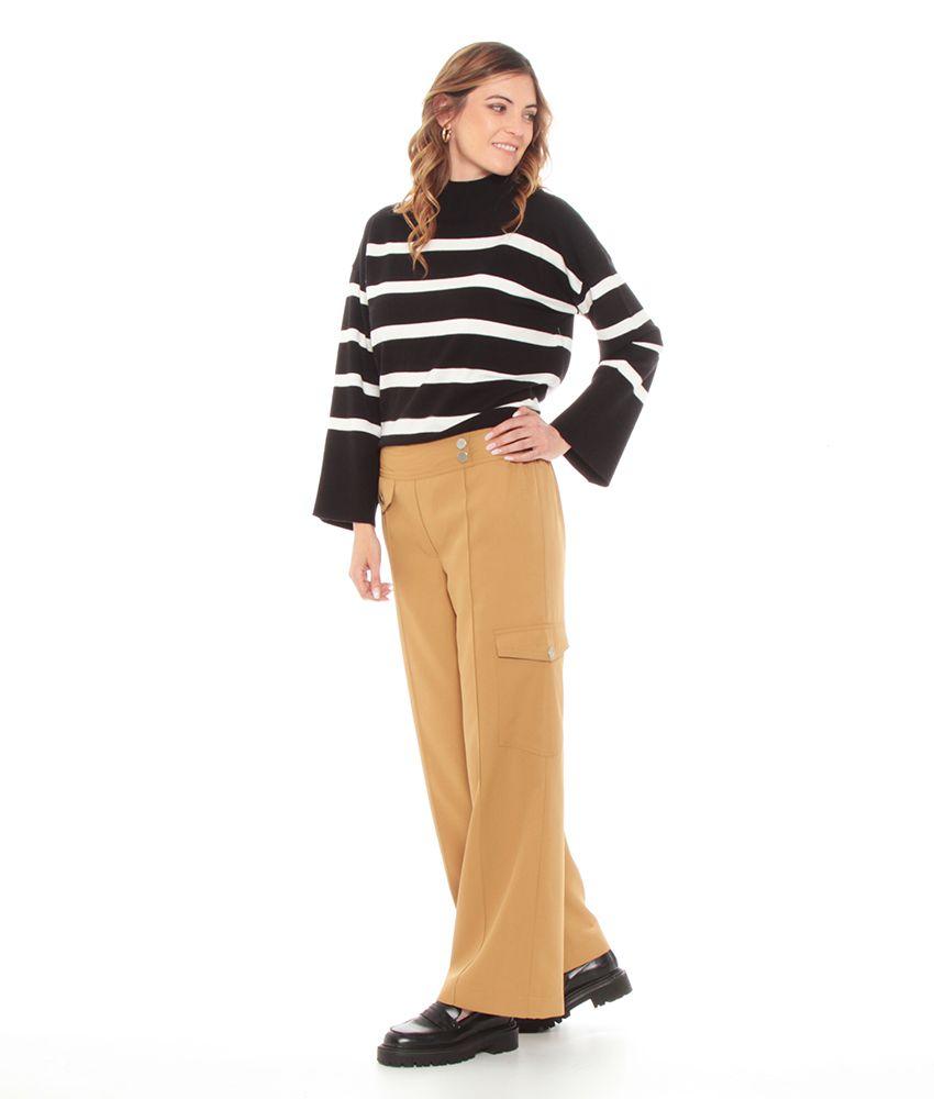 Pantalon  Con Bolsillo Cargo Solido-3