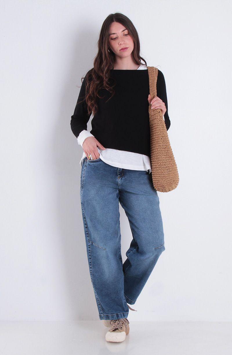 Jeans Balloon Tiro Alto Pretina Un Boton-3