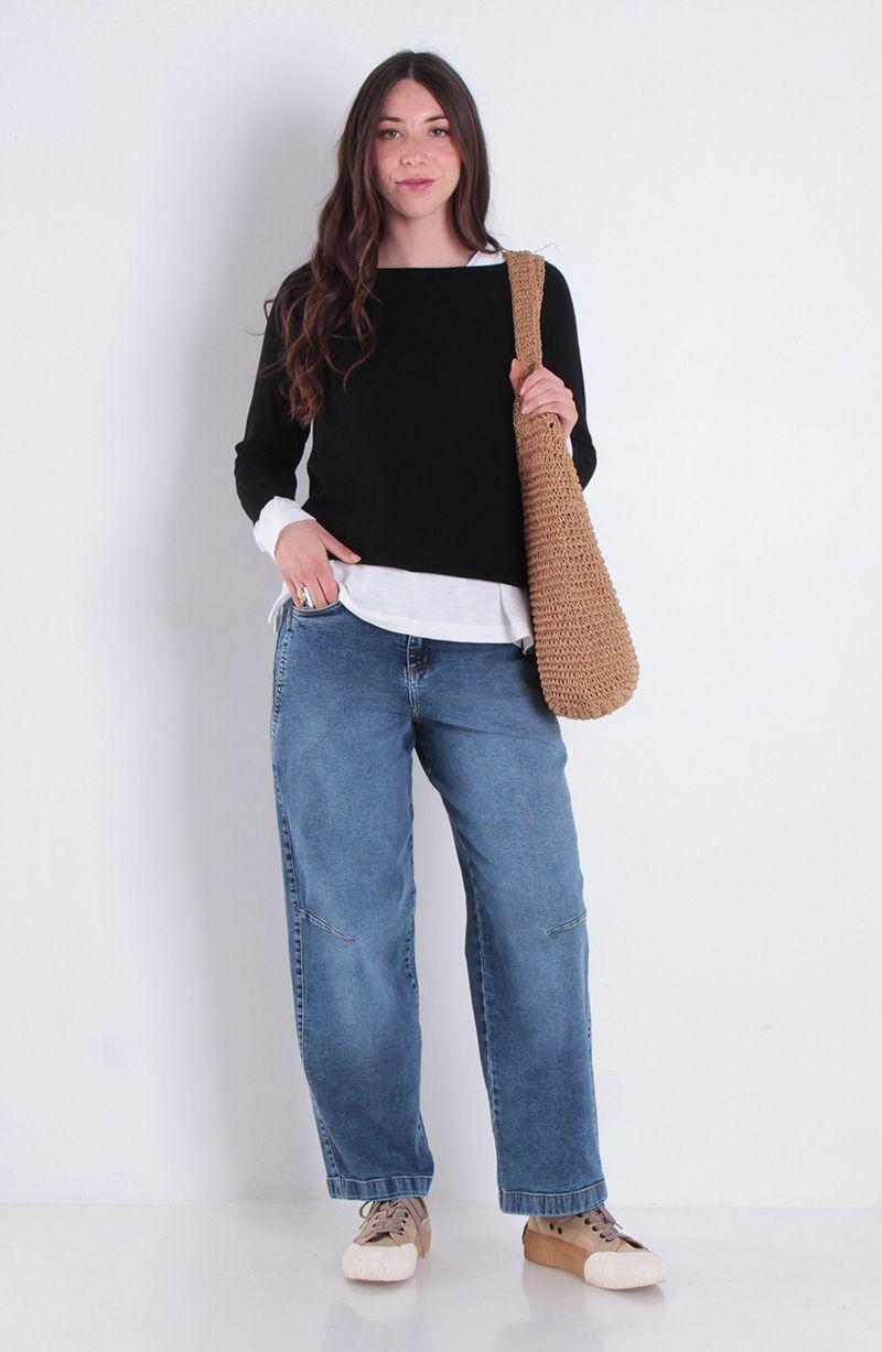 Jeans Balloon Tiro Alto Pretina Un Boton-8