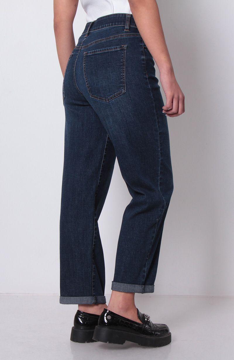 Jeans Recto Roll Up Tiro Alto Pretina Basica  1 Boton-5