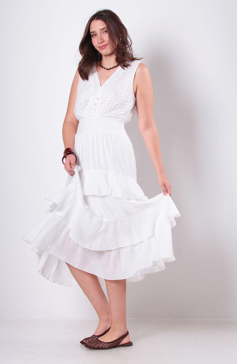 Vestido Sin Manga Broidery Con Cortes Escote V-2