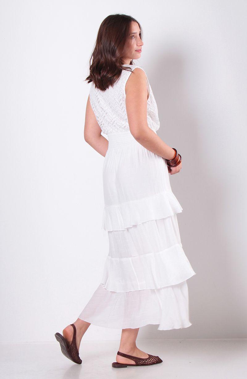 Vestido Sin Manga Broidery Con Cortes Escote V-7