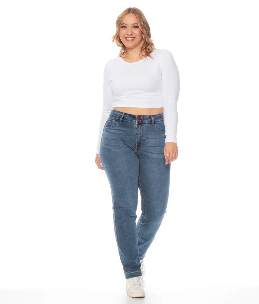 Jeans Recto Tiro Alto Push Up Pretina Media Dos Botones-2