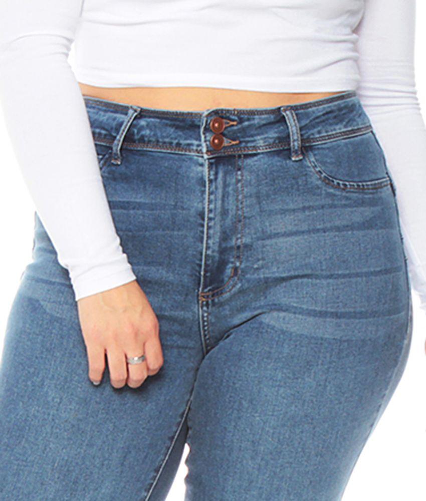 Jeans Recto Tiro Alto Push Up Pretina Media Dos Botones-3
