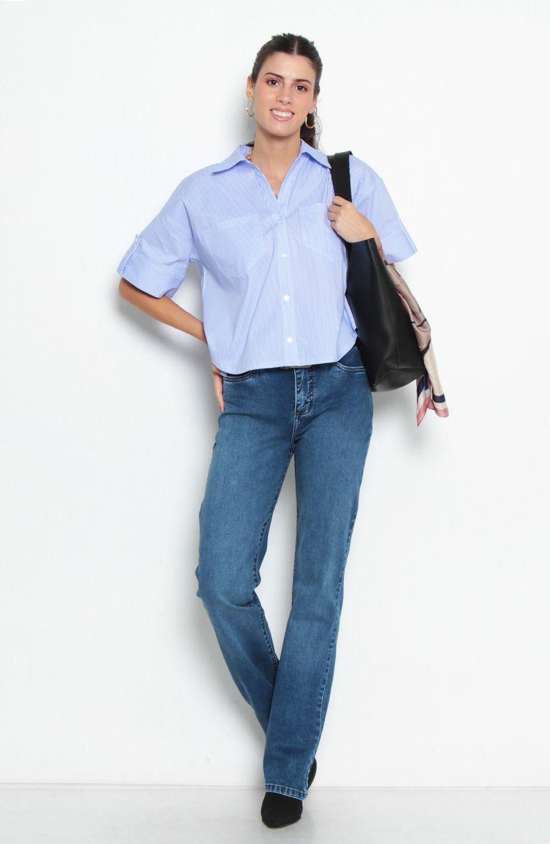 Jeans Basico Recto Tiro Alto Pretina  Un Boton-7