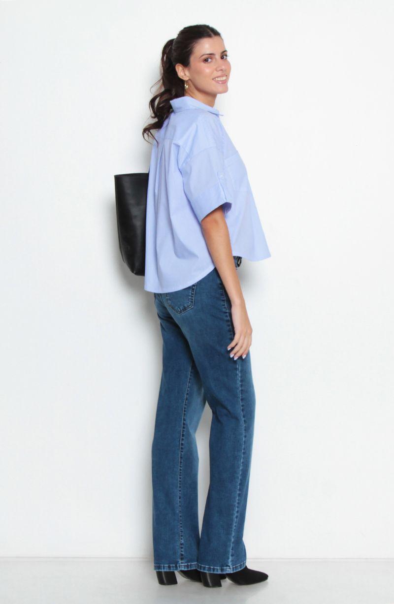 Jeans Basico Recto Tiro Alto Pretina  Un Boton-8