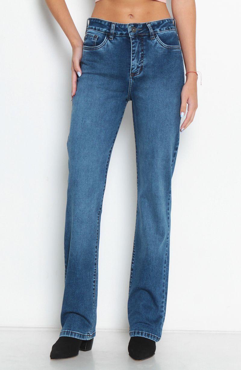 Jeans Basico Recto Tiro Alto Pretina  Un Boton-0