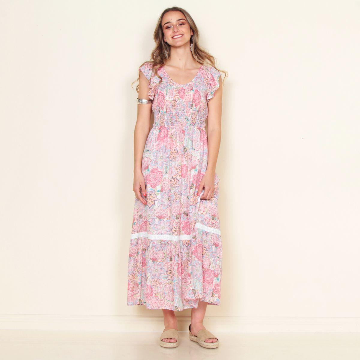 Vestido  Sin Manga Estampado Escote V-0