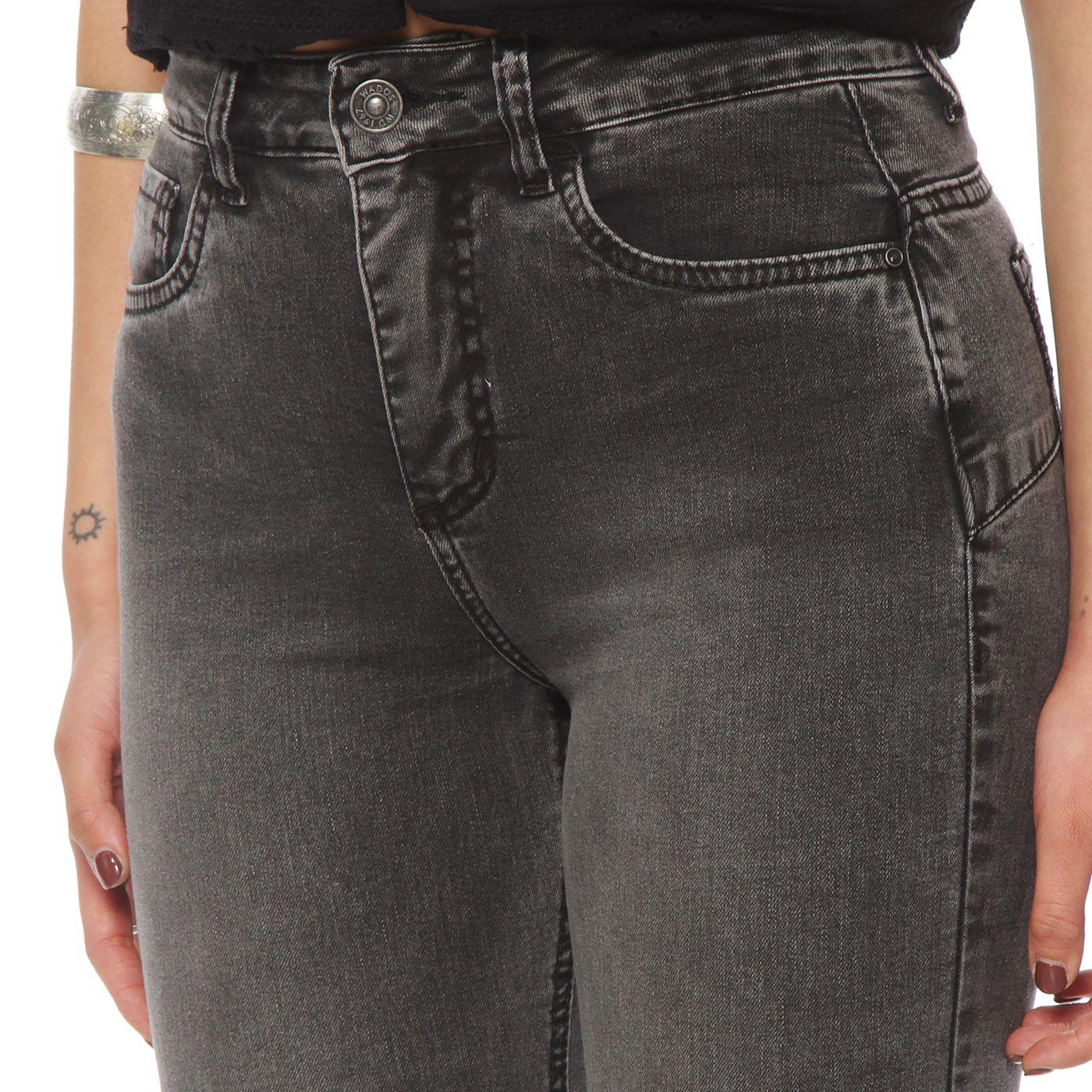Jeans Flare Tiro Alto  Pretina Basica 1  Boton-2