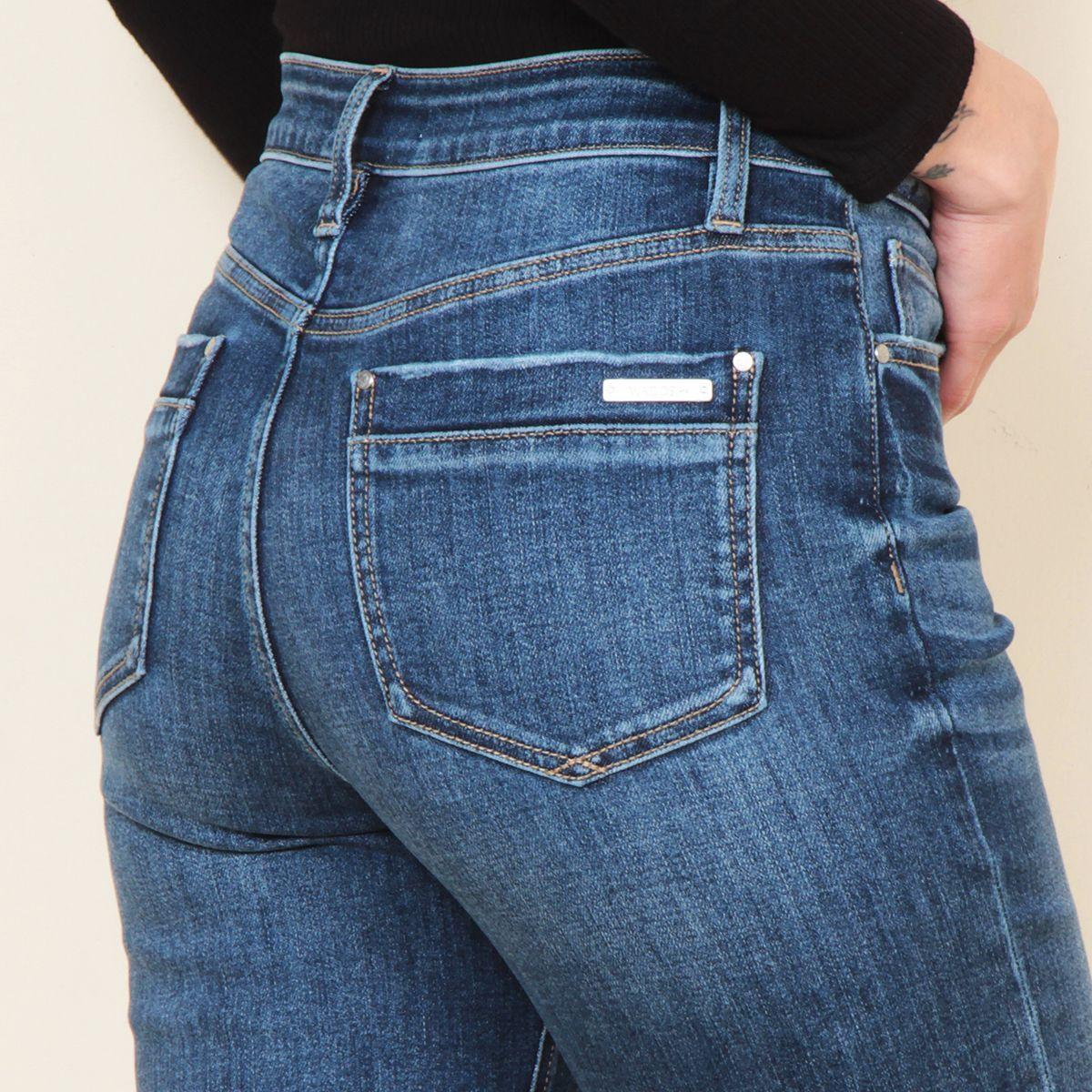 Jeans Tiro Alto Pretina Basica 1 Boton Recto-4