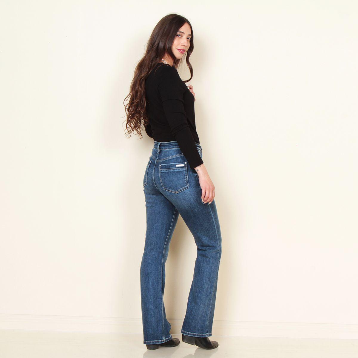 Jeans Tiro Alto Pretina Basica 1 Boton Recto-5