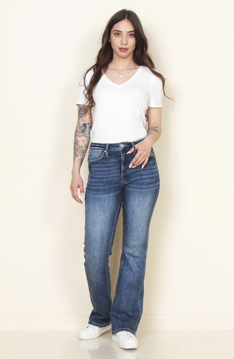 Jeans Tiro Alto Pretina Basica 1 Boton Recto-7