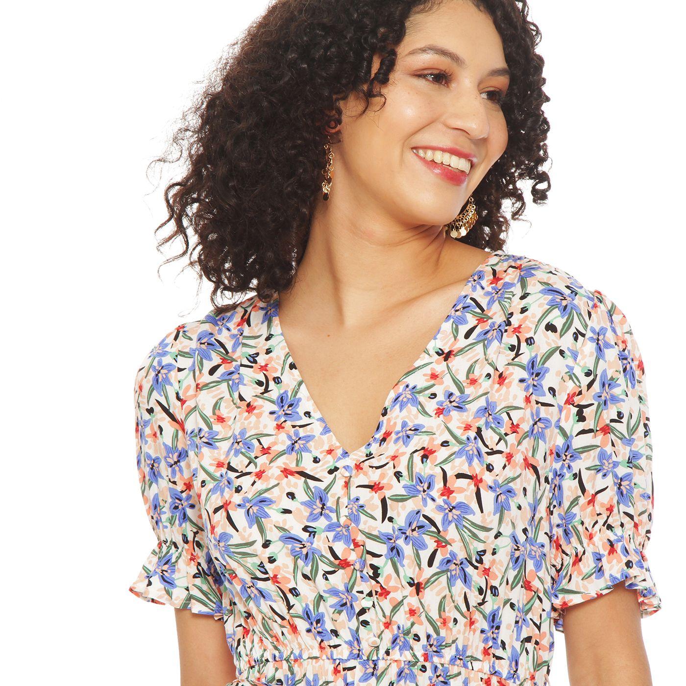 Vestido Estampado  Manga Corta Escote V-3