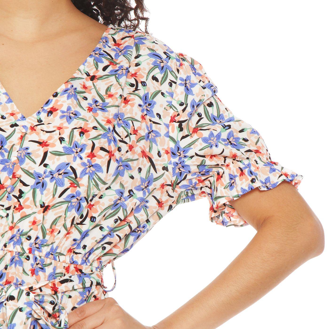 Vestido Estampado  Manga Corta Escote V-4