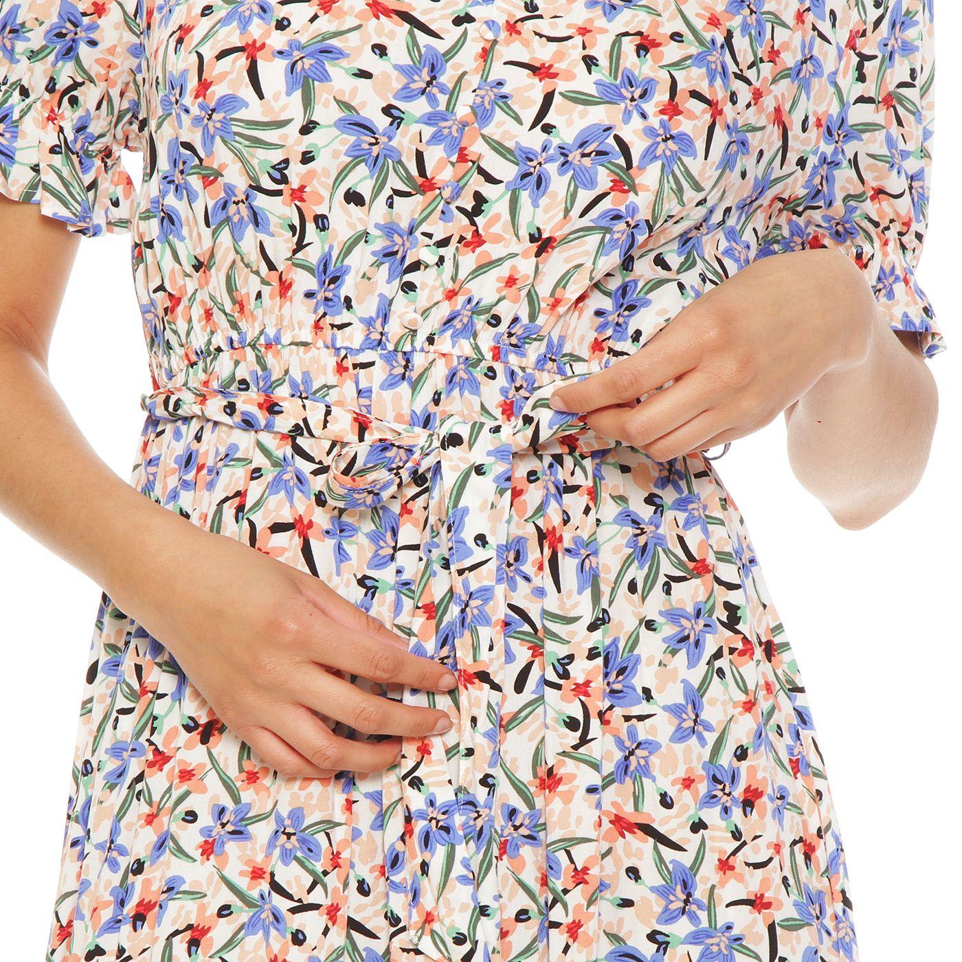 Vestido Estampado  Manga Corta Escote V-5