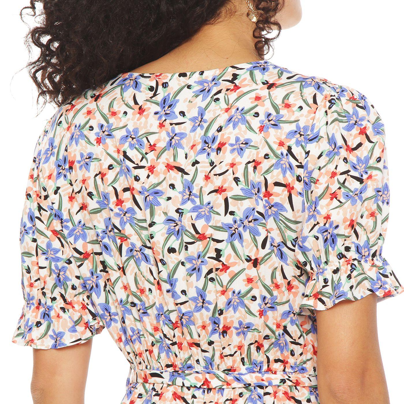 Vestido Estampado  Manga Corta Escote V-6