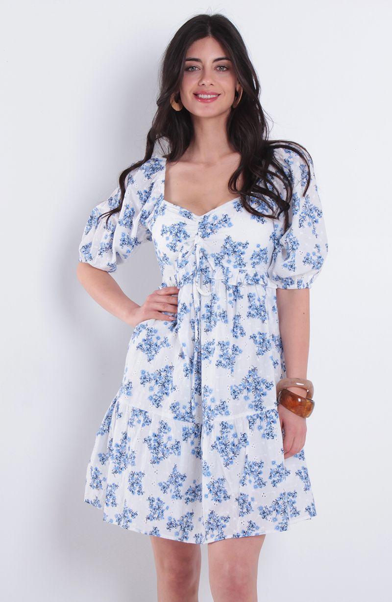 Vestido Estampado Manga Corta  Escote Redondo-0