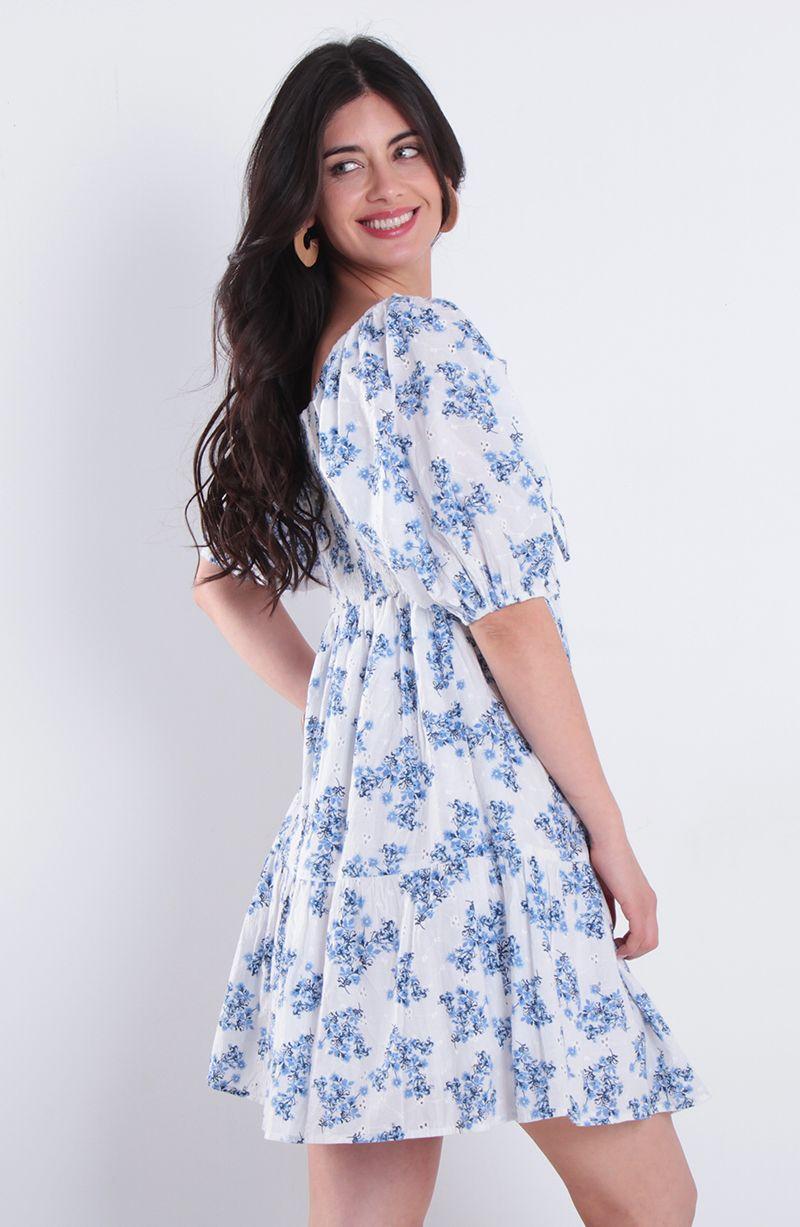 Vestido Estampado Manga Corta  Escote Redondo-5