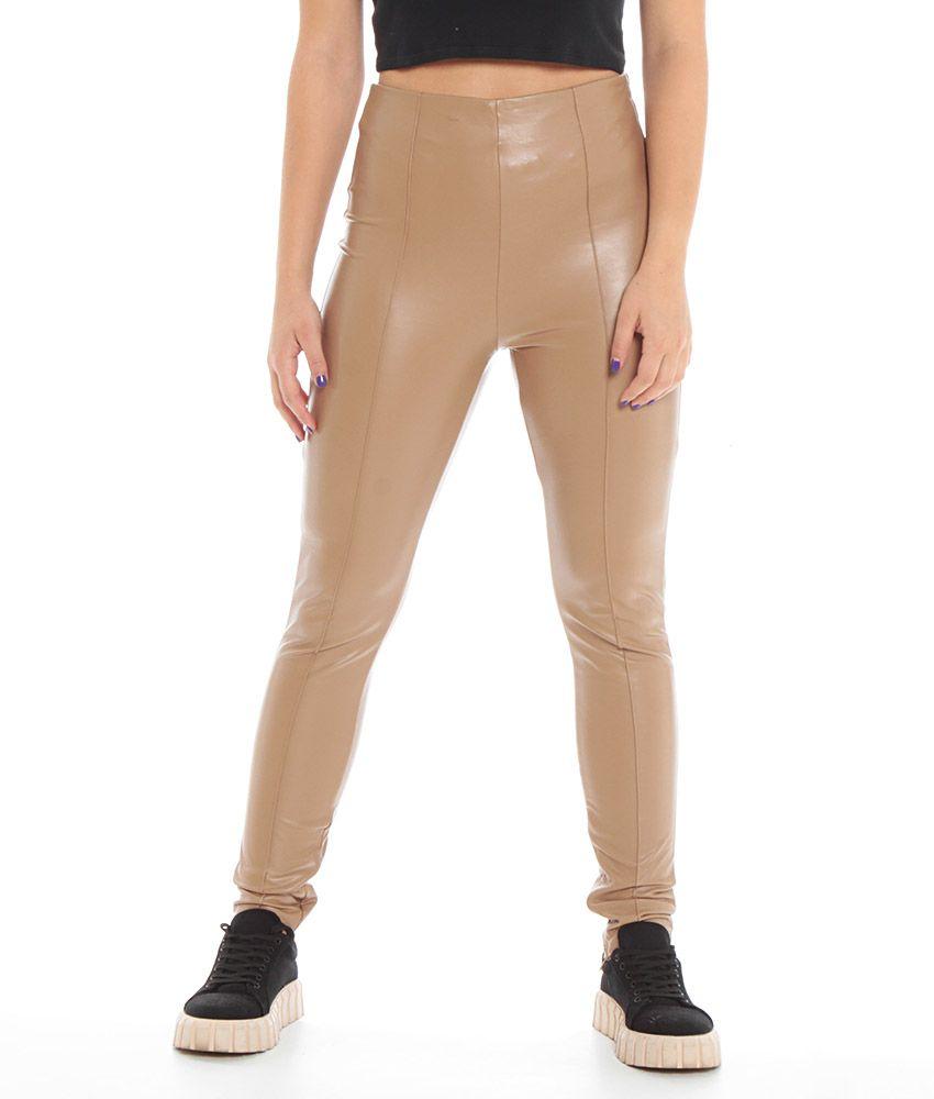 Pantalon Pitillo Cuero Ecologico Cierre Invisible Basta Y Costado-0