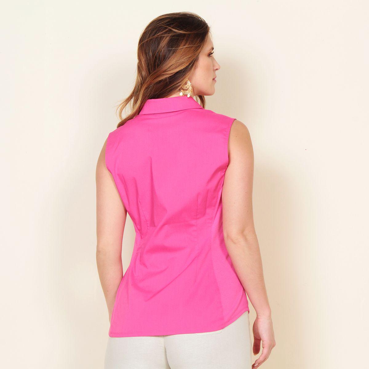 Blusa Sin Manga Solida Con Rib En Costado-5