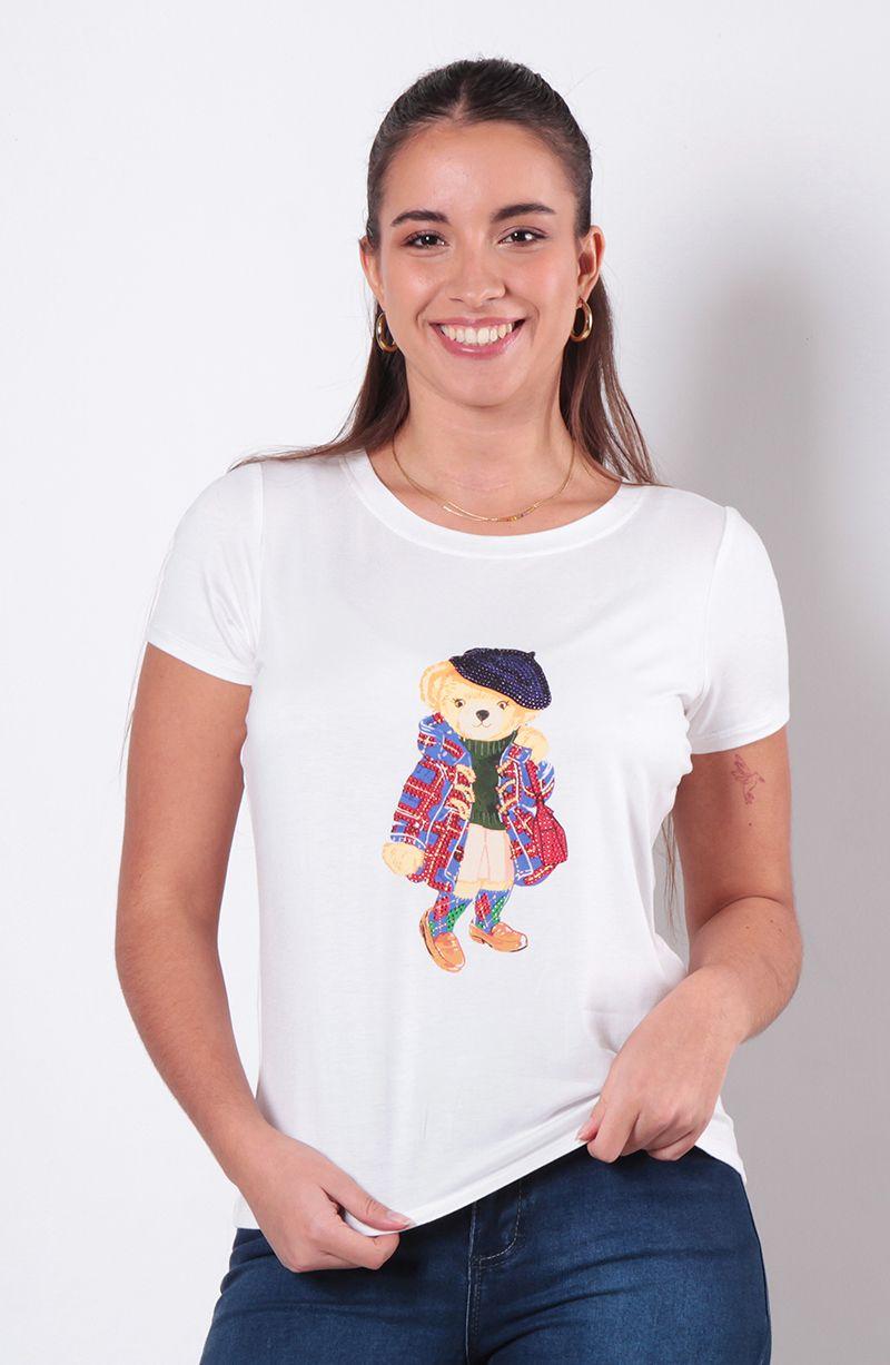 Polera Manga  Corta Con Estampado Osito-0