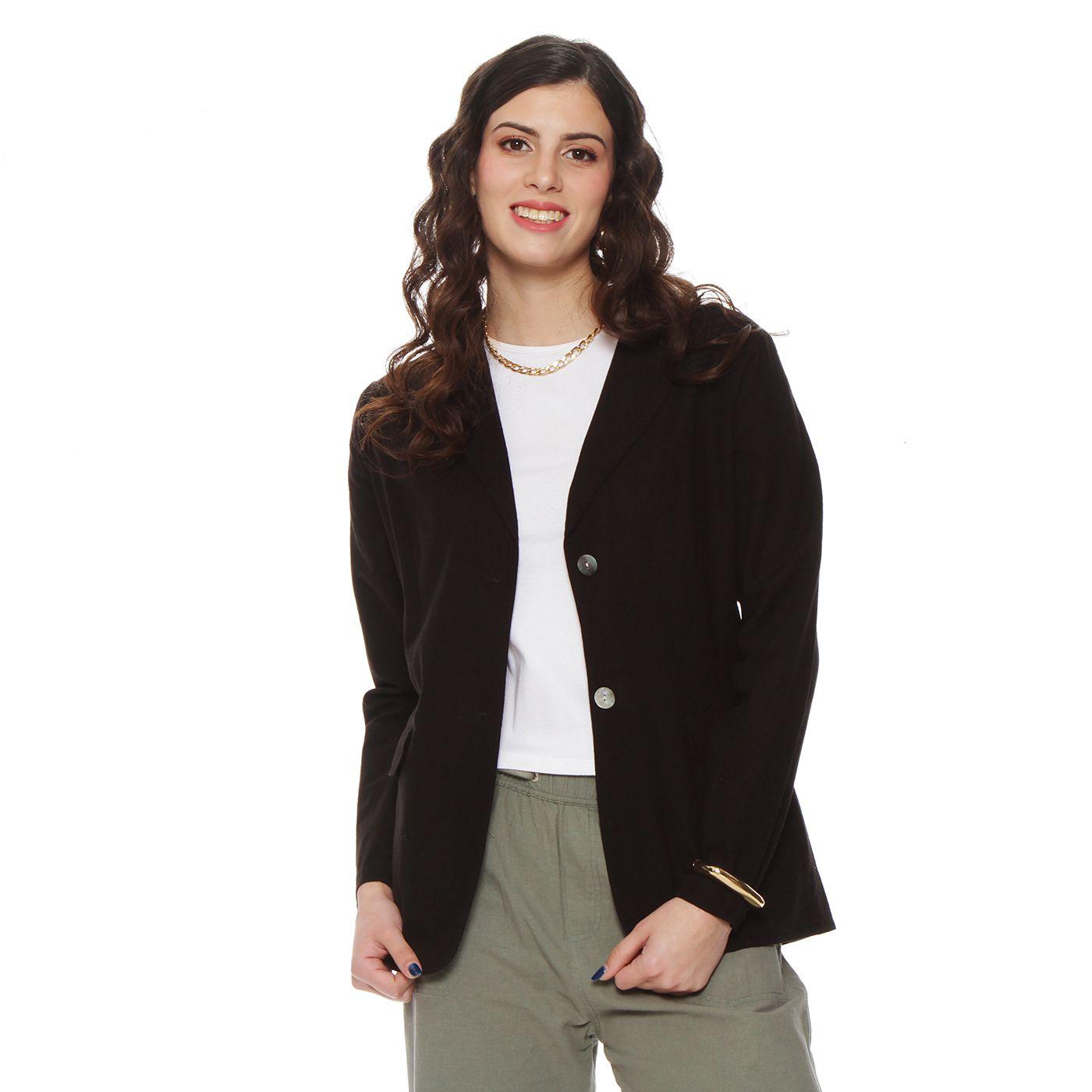 Blazer Manga Larga Lino Con Bolsillos-5