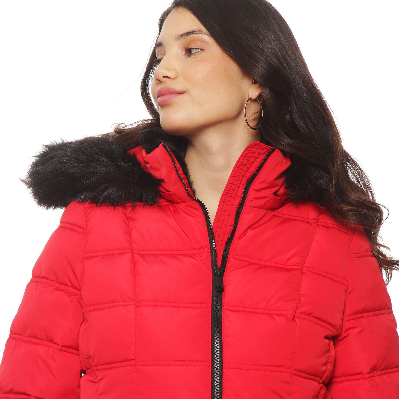 Parka Manga Larga Con Aplicacion En Capucha Cierre En Delantero-2