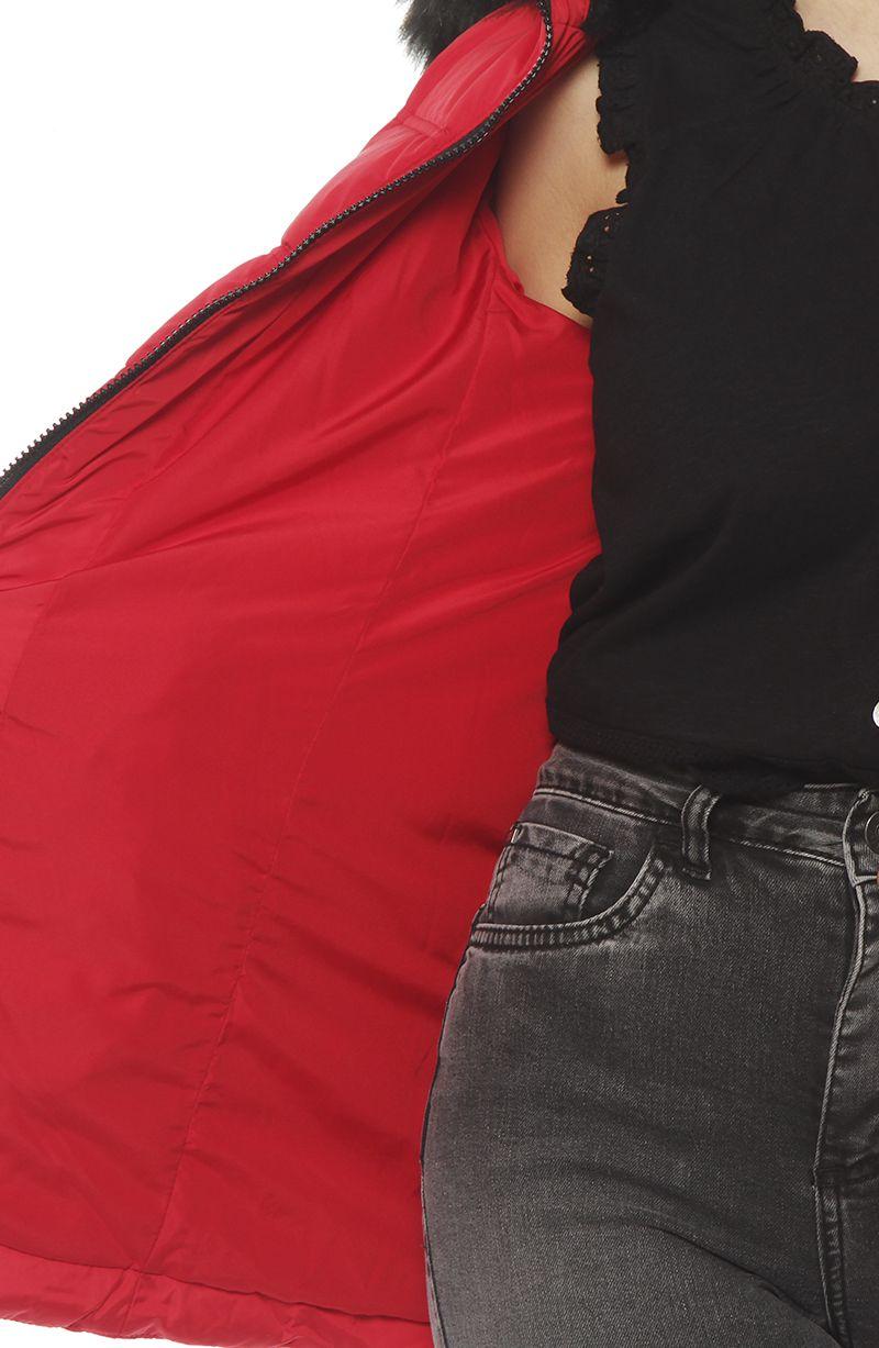 Parka Manga Larga Con Aplicacion En Capucha Cierre En Delantero-5